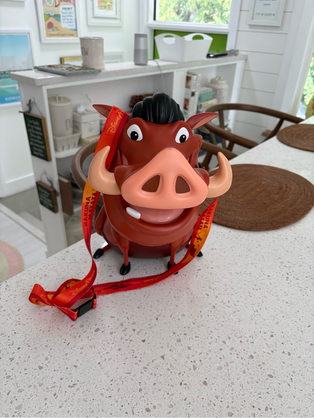Disney Pumbaa Popcorn Bucket in Brown, Pink & Black with Red Lanyard